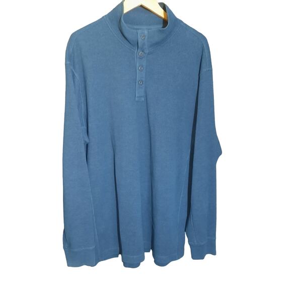 Duluth Trading Co Mens Blue Thermal Long Sleeve 1/4 Button Pullover Size XL - Picture 1 of 4